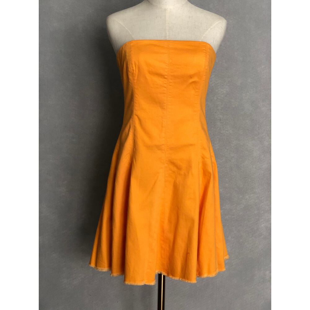 GB Denim Mini Dress Strapless Yellow Junior Girl's Medium NEW